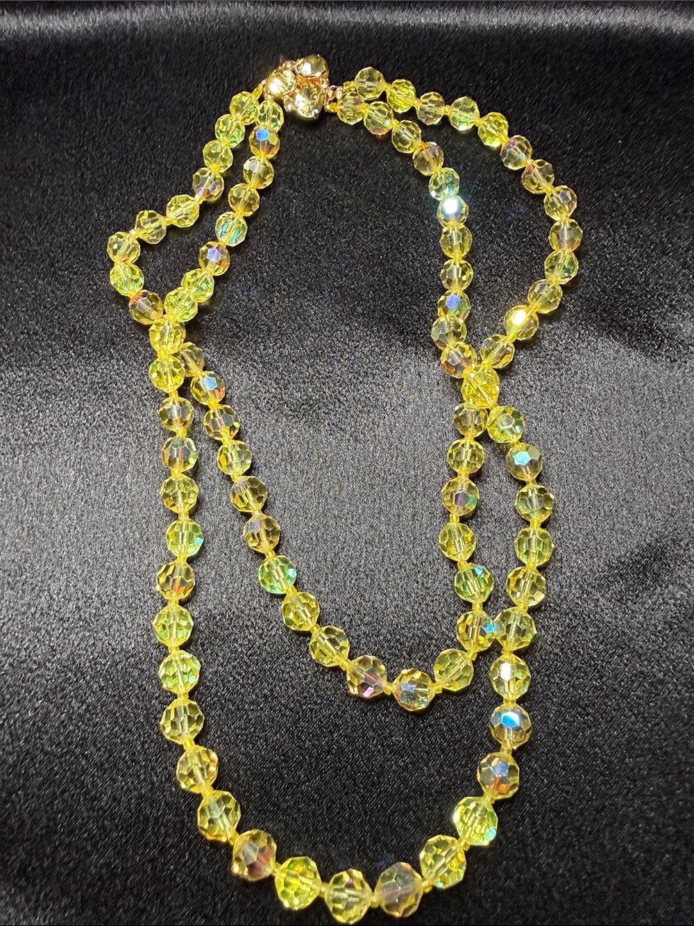 Vintage Faceted Yellow Citrine Crystal Bead Necklace — Radiant Yellow